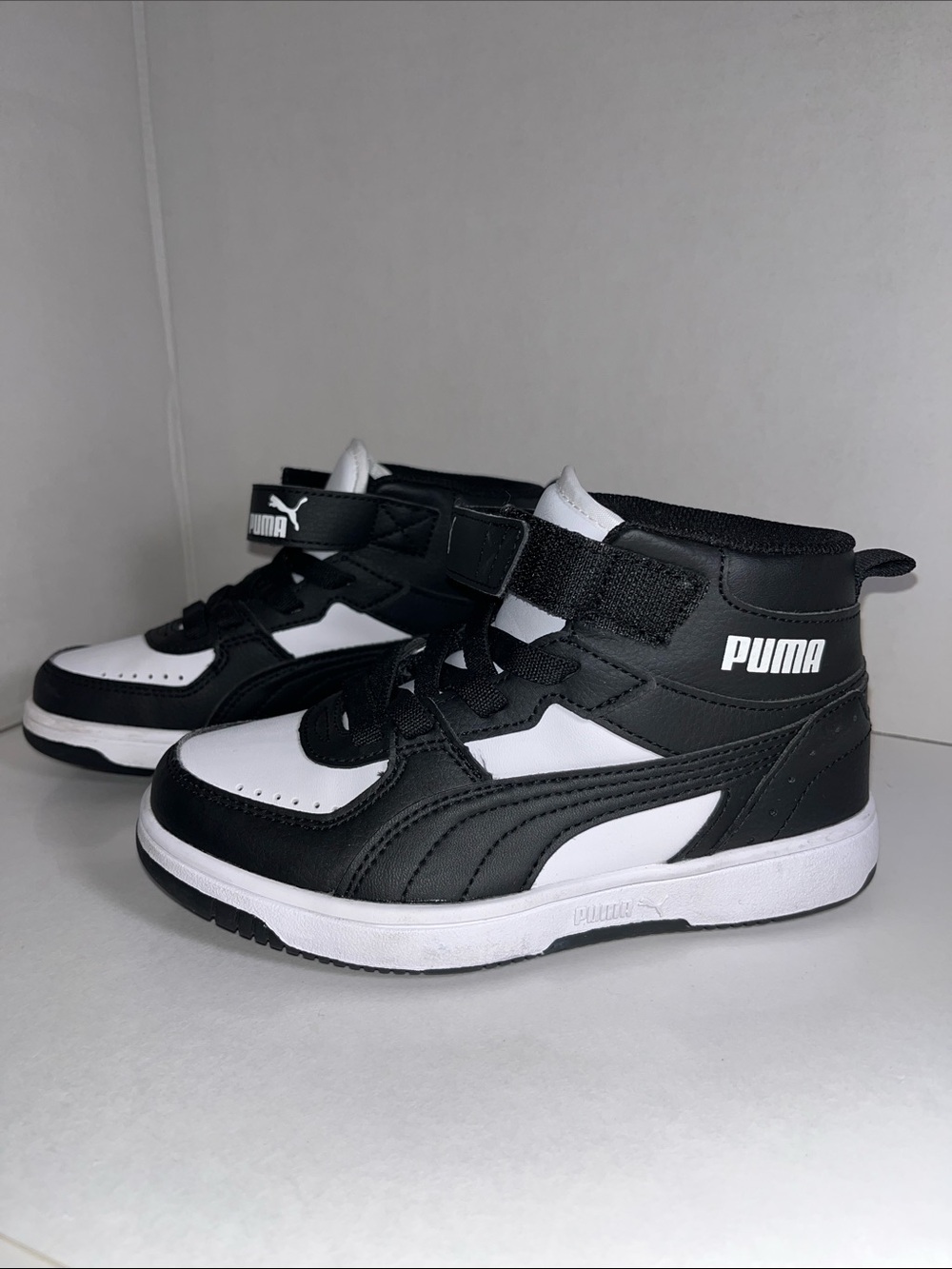 Puma Kids' Black and White High-Top Sneakers
